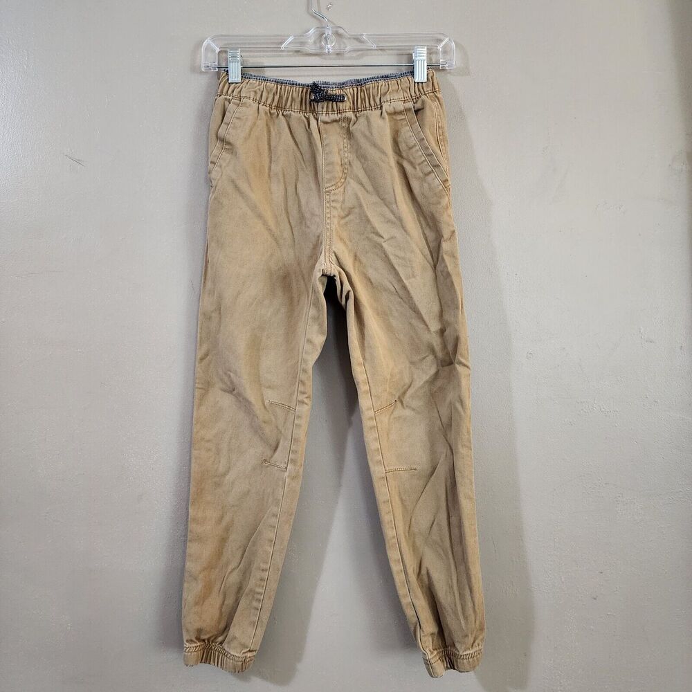 Plugg Boys Jogger Chino Khakis Pants Size M 10-12 Beige Pull On Drawstring